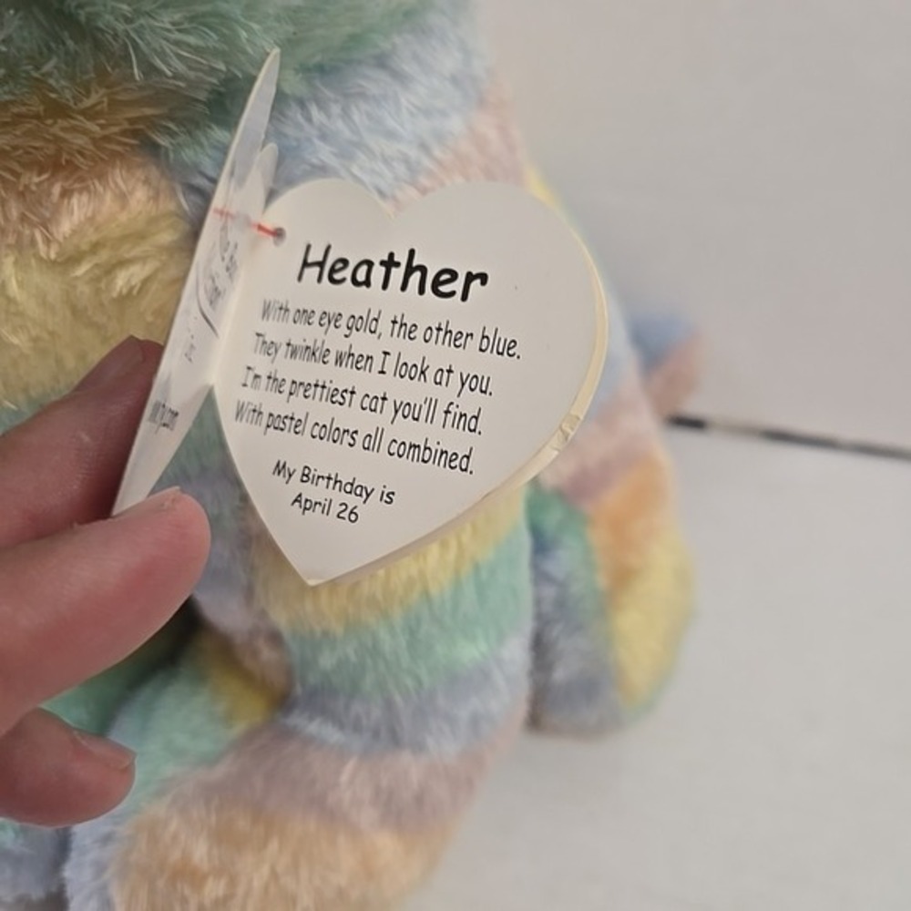 Ty Beanie Boos Heather Large Rainbow Cat Plush 17"2018 Blue Gold Glitter Eyes - Picture 6 of 16